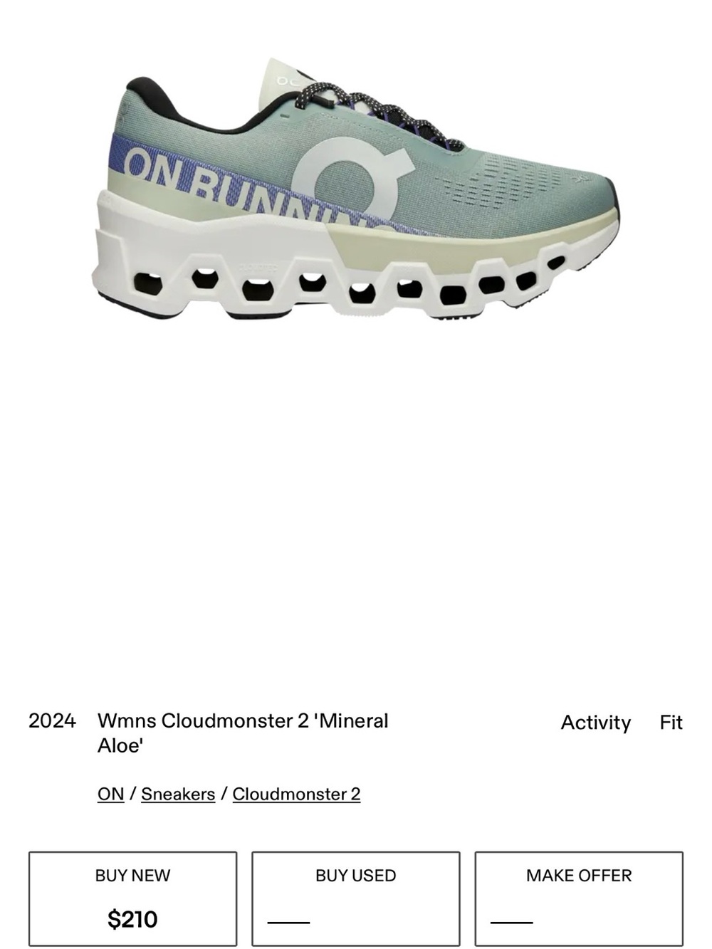 On Cloudmonster 2 Women's Running Shoe in Mineral Aloe
